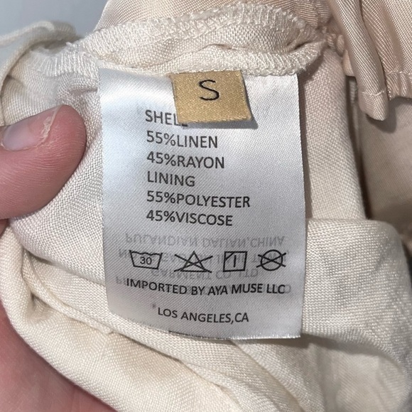 AYA MUSE Ivory Wide Leg Linen Blend Trousers Small - Picture 6 of 8